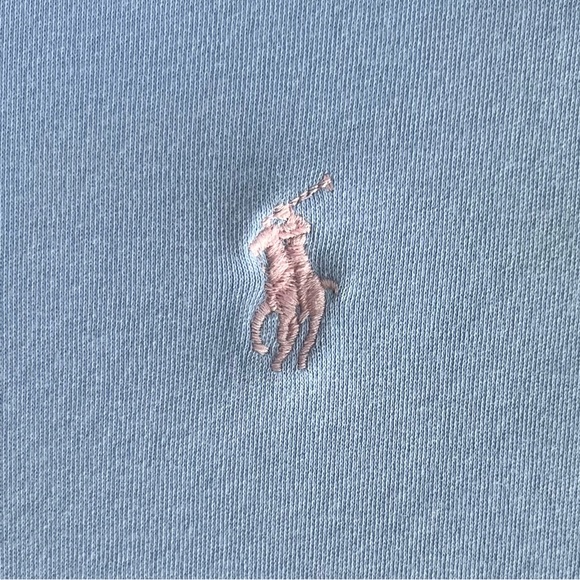 Men’s Large Vintage Polo By Ralph Lauren Powder Blue Pink Pony T-Shirt - Picture 3 of 6